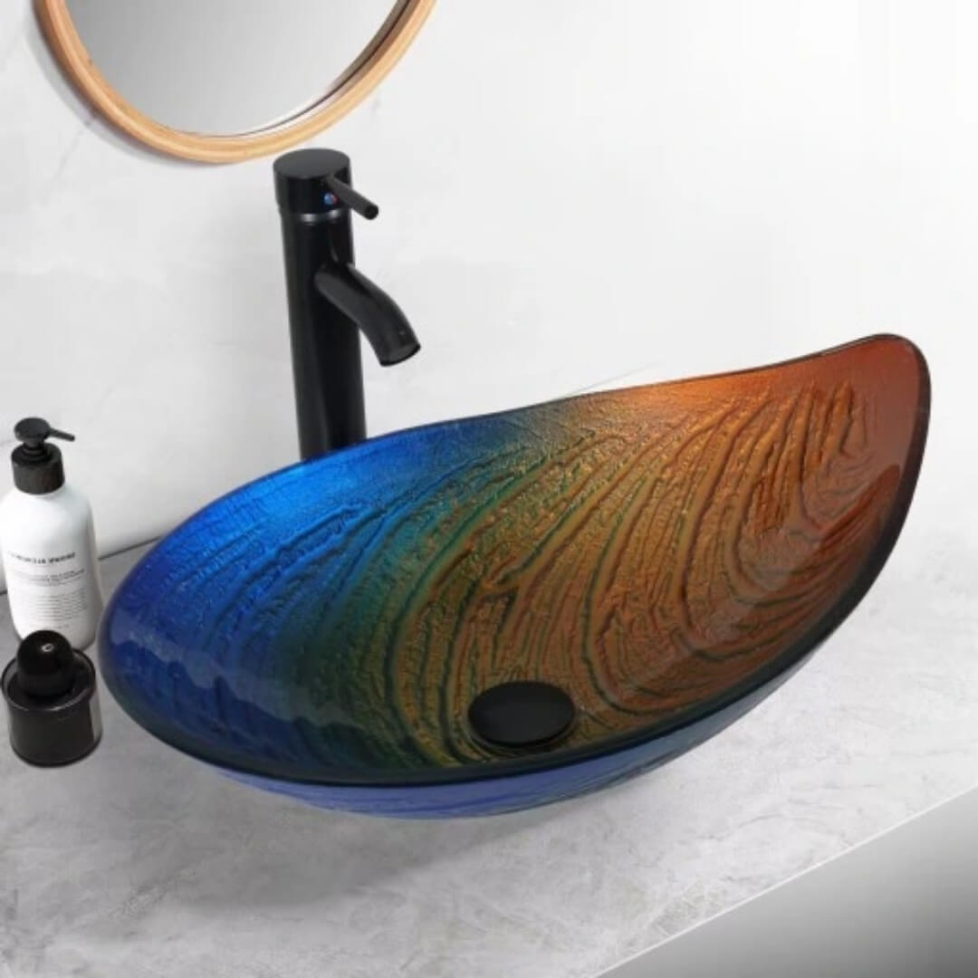 Su Damlası Temperli Cam Lavabo