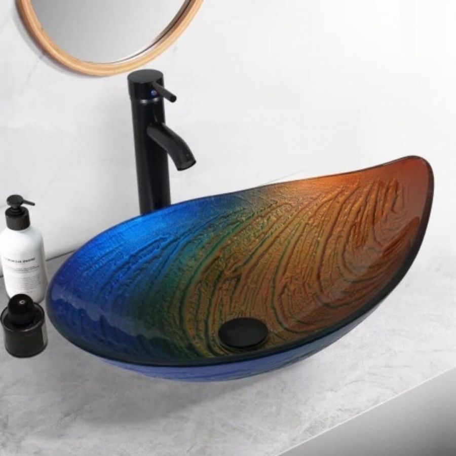 Su Damlası Temperli Cam Lavabo