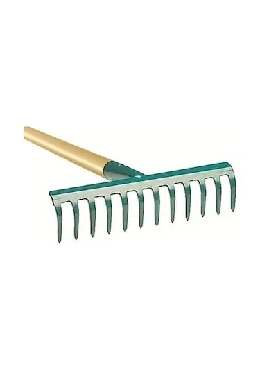 Ahşap Saplı Yeşil Bahçe Tırmığı