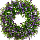 Mor Beyaz Çiçekli Çelenk Kapı Süsü