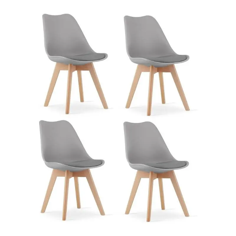 Ahşap Ayaklı Plastik Gri Sandalye