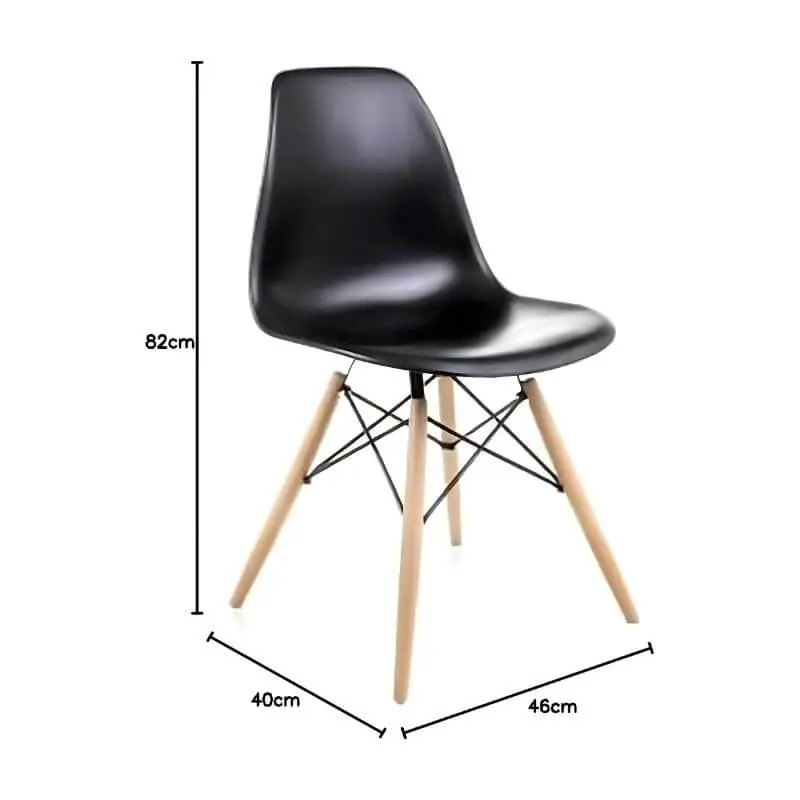 Ahşap Ayaklı Siyah Plastik Sandalye