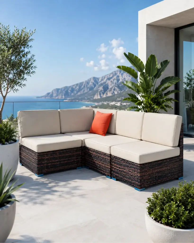 Sentetik Rattan Örgü 4 Parça Köşe Bahçe Takımı 