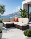 Sentetik Rattan Örgü 4 Parça Köşe Bahçe Takımı 