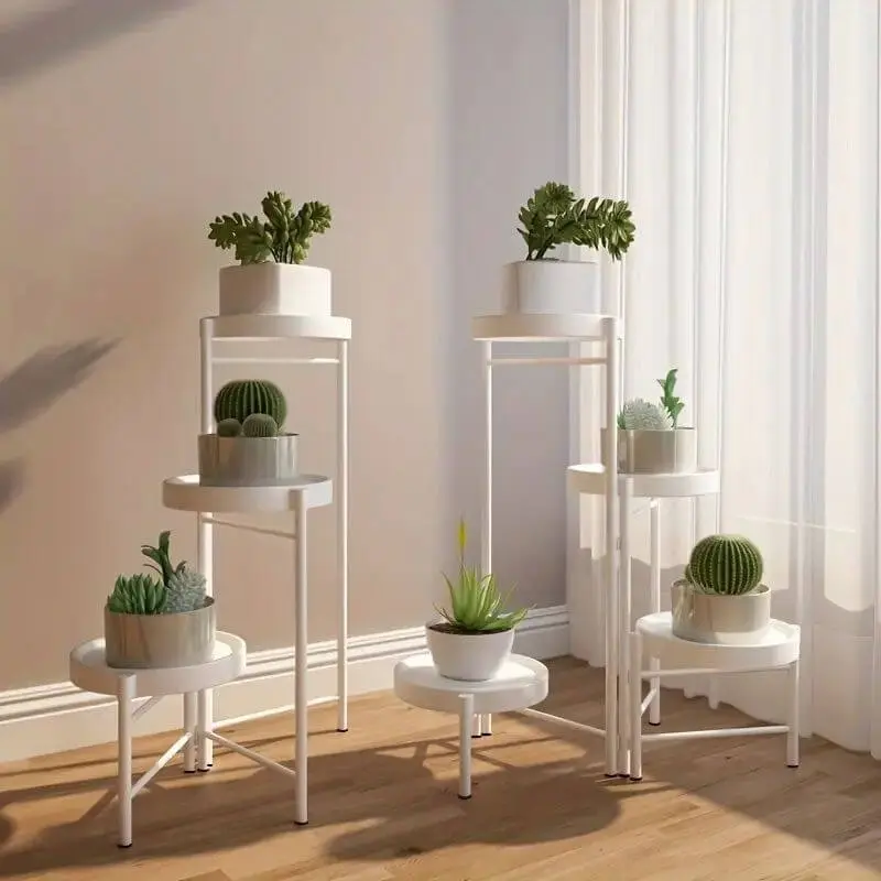 Beyaz 3'lü Saksı Standı