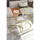 Yuvarlak 2'li Cam Orta Sehpa takımı