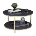 Yuvarlak Sehpa Çift Katlı Siyah