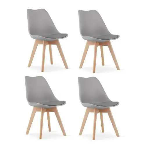 Ahşap Ayaklı Plastik Gri Sandalye